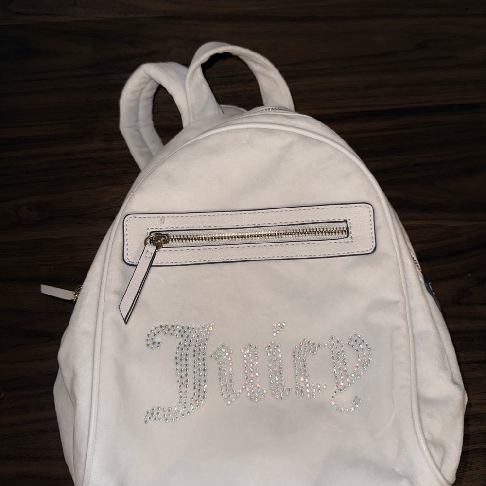 Juicy Couture White Backpack with Rhinestone Detail